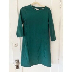 Boden Solid Green Textured Cotton Blend Midi 3/4 Sleeve Flare dress Size 4L